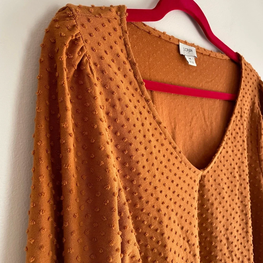 J. Crew Women's Swiss Dot V Neck Long Sleeve Blouse Size M